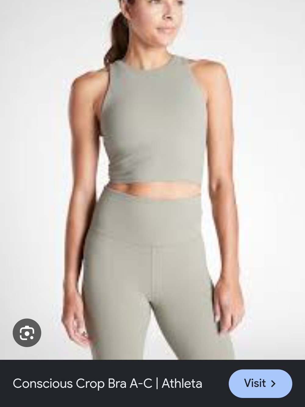 Athleta Sage Green High Neck Concious Crop Tank Large